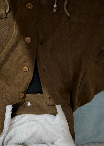 Düğmeli Kahverengi Süet Kadın Ceket - Görsel 2