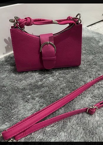 Pembe Deri Kadın Omuz Çantası - Görsel 2