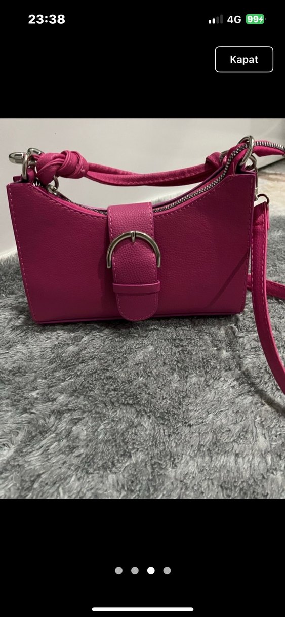 Pembe Deri Kadın Omuz Çantası - Görsel 3