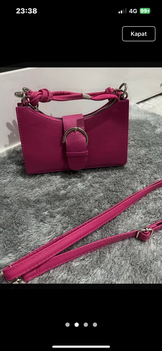 Pembe Deri Kadın Omuz Çantası - Görsel 2