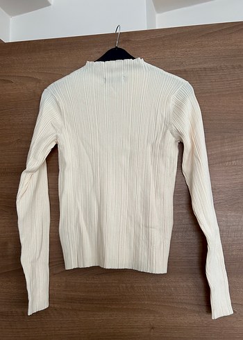 Beyaz Uzun Kollu Triko Kadın Kazak - Görsel 2