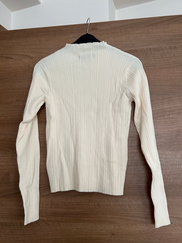 Beyaz Uzun Kollu Triko Kadın Kazak - Görsel 2