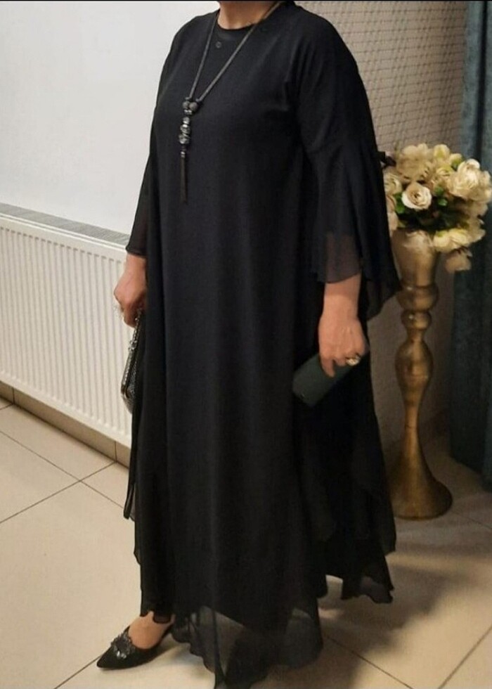 Siyah uzun elbise - Görsel 2