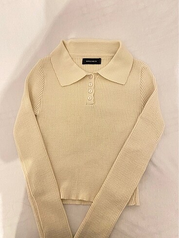 Krem rengi triko Polo yaka