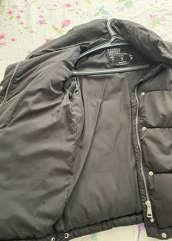 Stradivarius Düğmeli Midi siyah Kadın Kışlık Mont