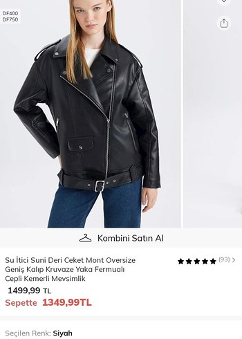 Defacto Kadın Siyah Deri Biker Ceket
