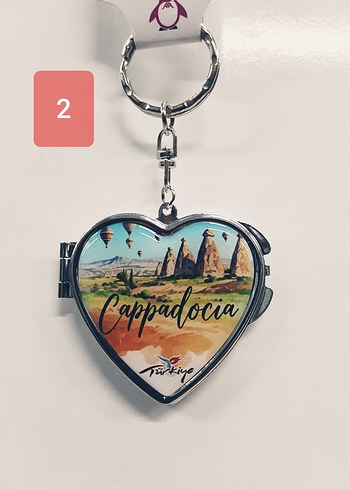 2 ADET TURKUAZ  KALP ŞEKLİNDE KAPADOKYA ANAHTARLIK (366) - Görsel 3