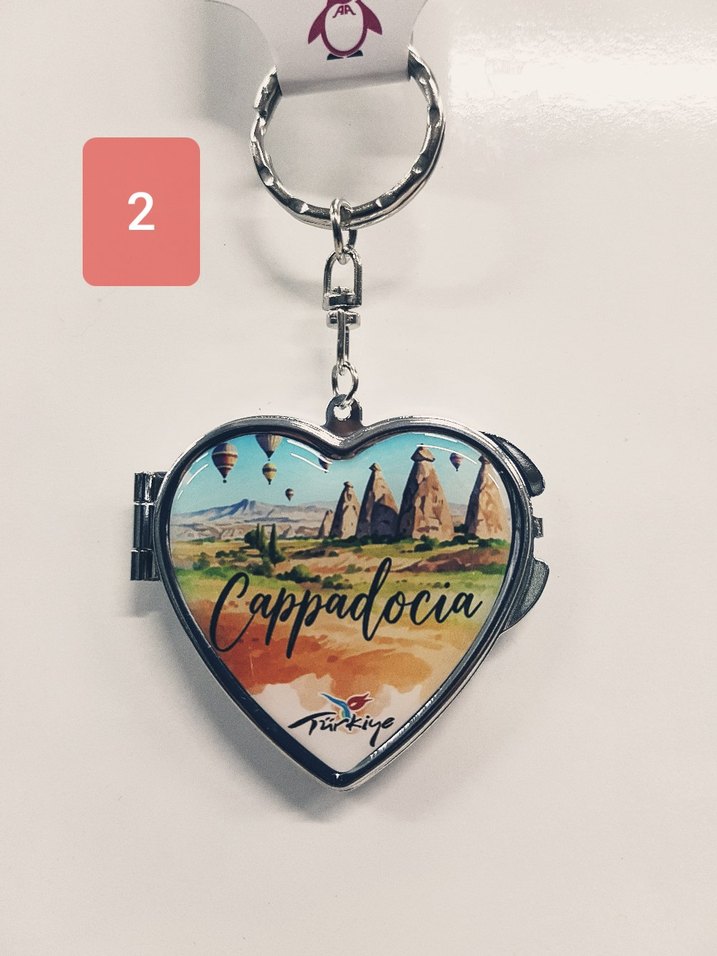 2 ADET TURKUAZ  KALP ŞEKLİNDE KAPADOKYA ANAHTARLIK (366) - Görsel 3