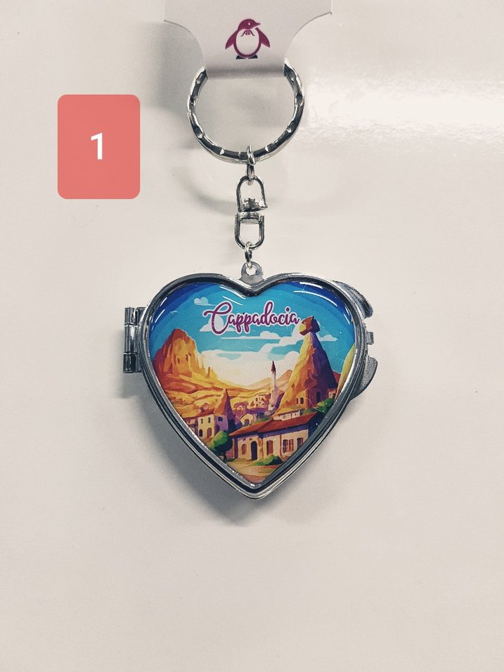 2 ADET TURKUAZ  KALP ŞEKLİNDE KAPADOKYA ANAHTARLIK (366) - Görsel 2