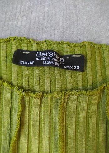 s Beden Bershka Piliseli Triko Kadın yeşil Kazak