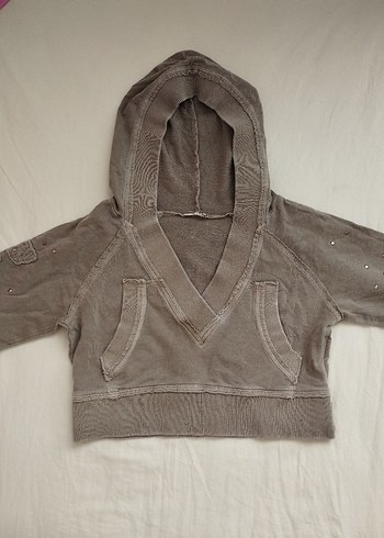 y2k vintage crop Kapüşonlu Sweatshirt