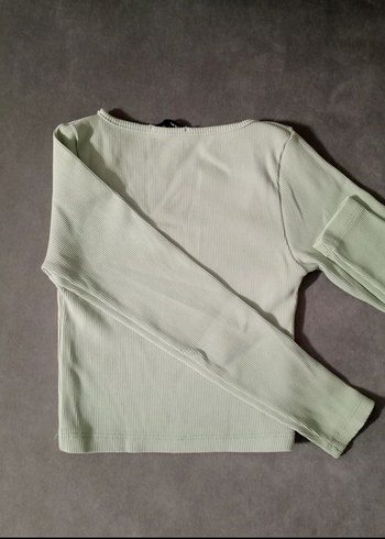 s Beden Stradivarius uzun kollu su yeşili crop bluz