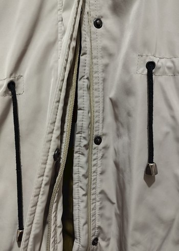 40 Beden gri Renk Gri Kadın Kışlık Kürk Detaylı Mont