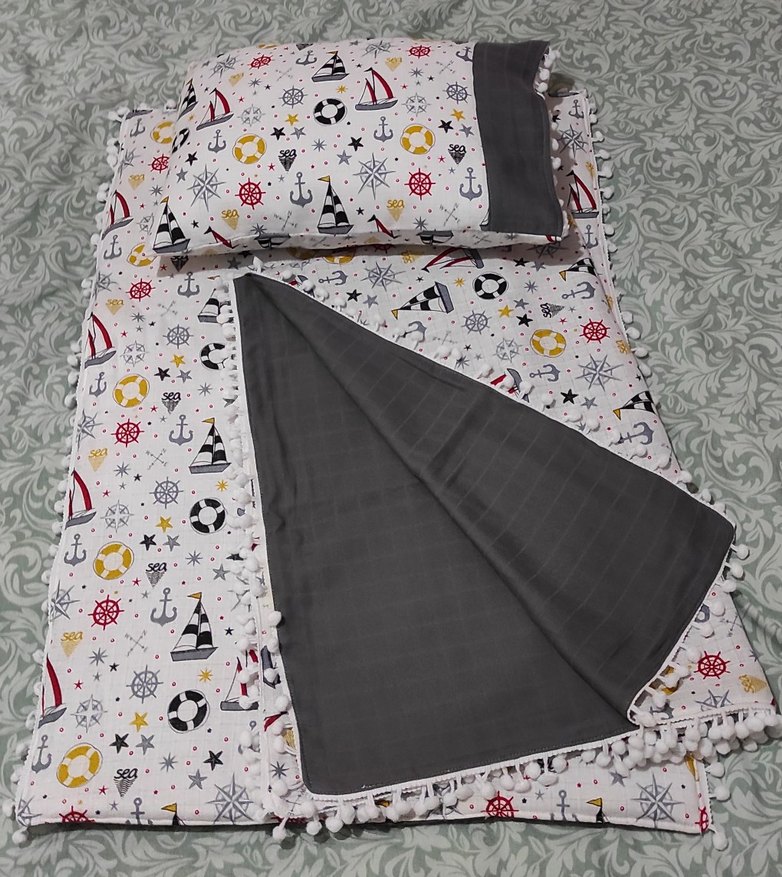 Bebek battaniyesi takımı Gri Desenli Çocuk Uyku Seti - Görsel 4