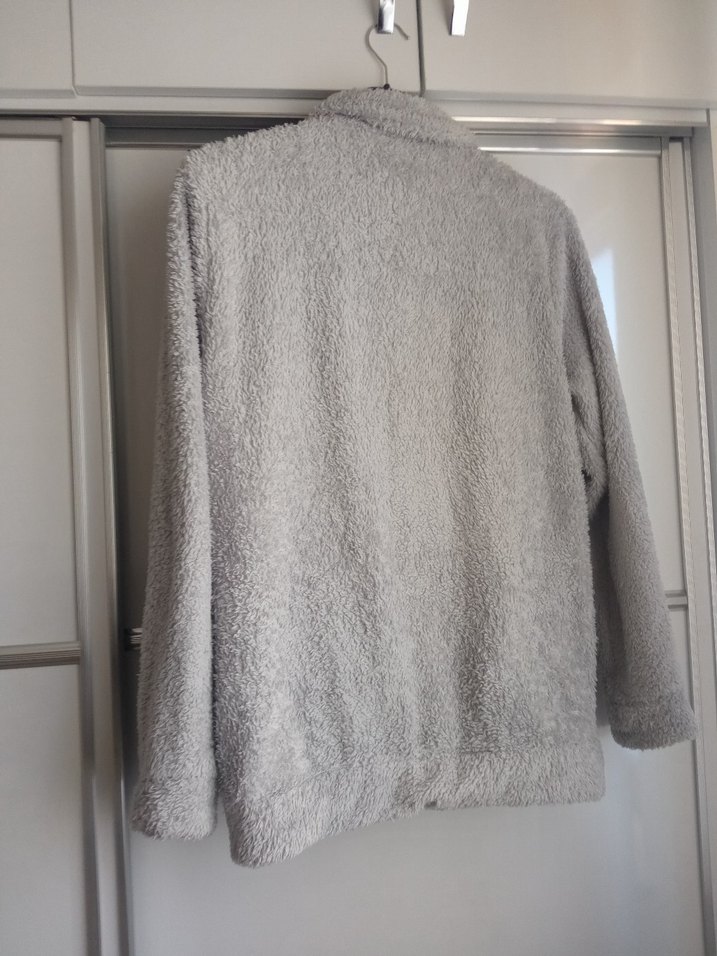 Düğmeli Gri Erkek Polar Ceket - Görsel 5