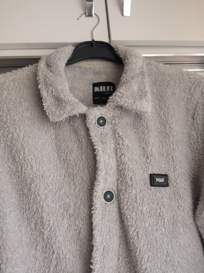 Düğmeli Gri Erkek Polar Ceket - Görsel 2