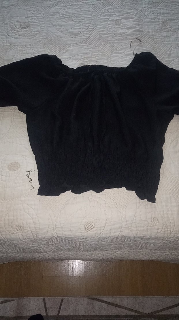 Siyah Pilili Keten Kadın Bluz - Görsel 2