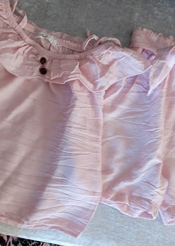 Pembe Kız Çocuk Keten Askılı ikili takım - Görsel 3