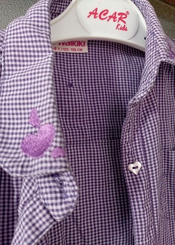 Uzun Kollu Mor Kız Gömlek - Görsel 2