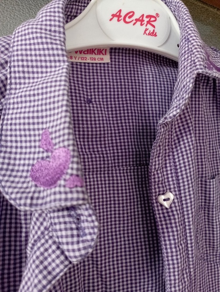 Uzun Kollu Mor Kız Gömlek - Görsel 2