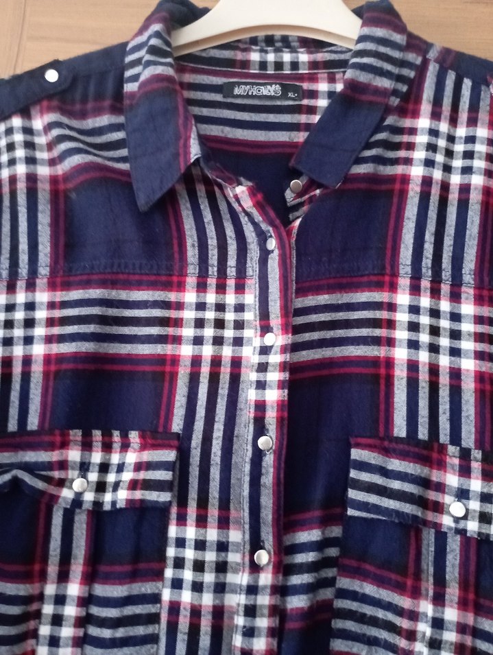 Bordo Ekose Pamuklu Salaş Kadın Gömlek - Görsel 2