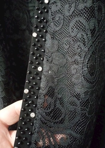 Uzun Siyah Gotik Kadın abiye elbise - Görsel 5