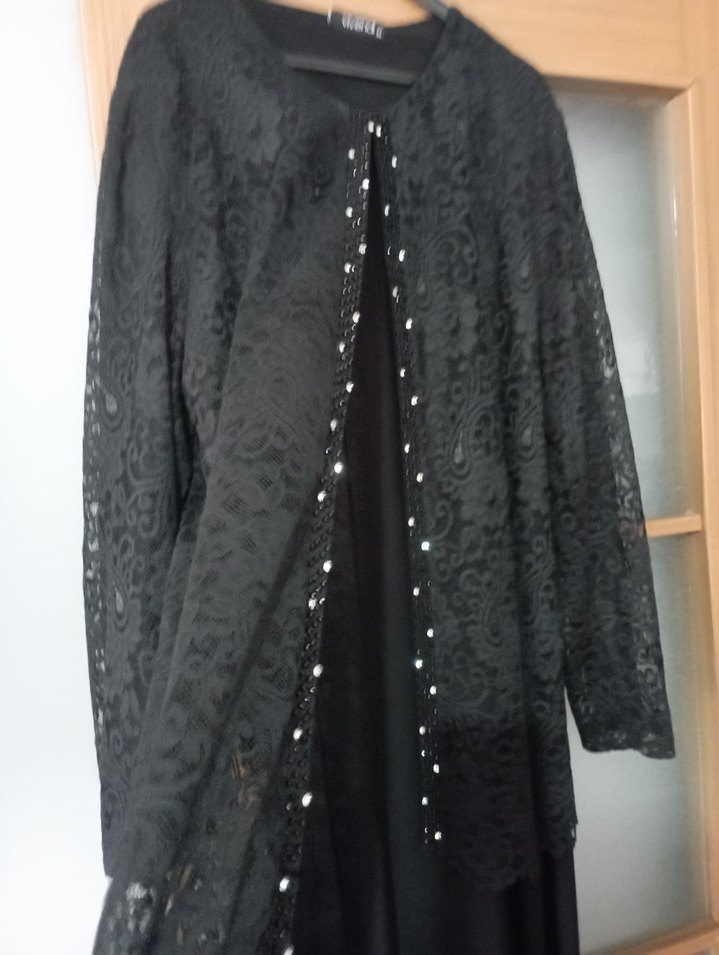 Uzun Siyah Gotik Kadın abiye elbise - Görsel 2