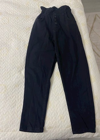 Düğmeli Siyah Kadın Kot Pantolon - Görsel 2