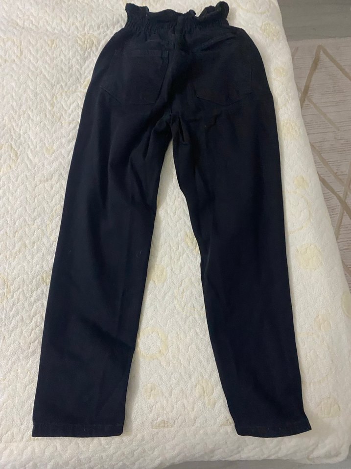 Düğmeli Siyah Kadın Kot Pantolon - Görsel 3