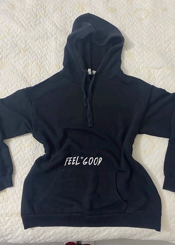 Siyah Kapüşonlu Kadın Sweatshirt - Görsel 2