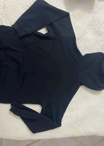 Siyah Kapüşonlu Kadın Sweatshirt - Görsel 6