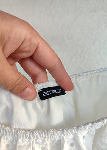 m Beden beyaz Renk Dantel Detaylı Beyaz Kadın Mini Bluz