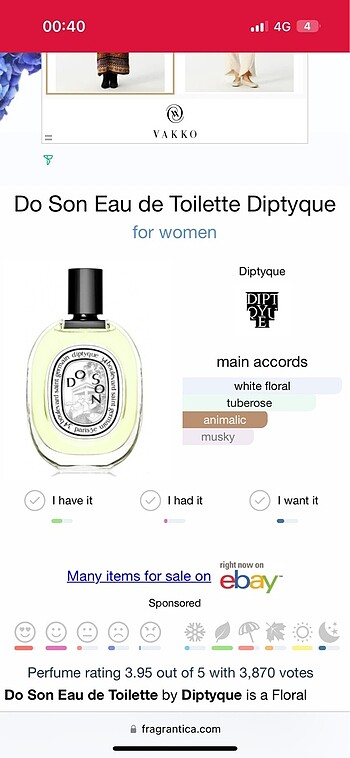 Beden 2 ml Orijinal Diptyque Do Son
