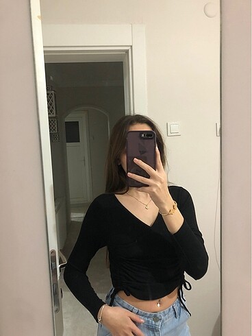 Diğer Siyah uzun kollu crop