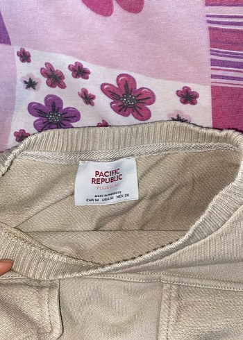 Düğmeli Bej Kadın Pamuklu Sweatshirt - Görsel 2