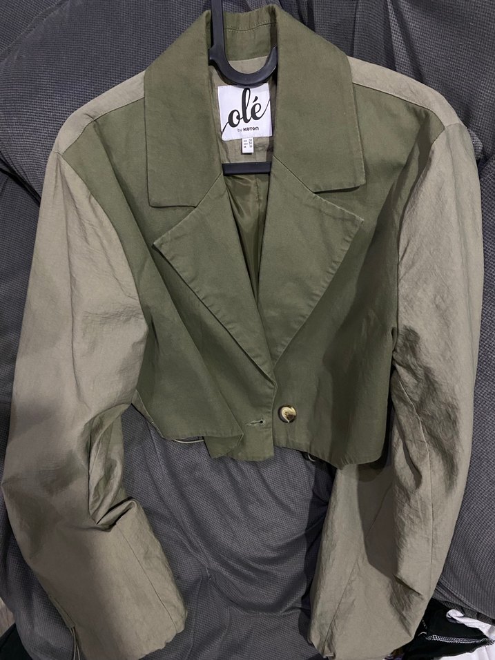 Kadın Keten Kumaş Düğmeli Midi Ceket - Görsel 2