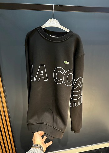 Siyah Baskılı Lacoste Erkek Sweatshirt