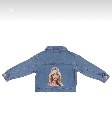 Kız çocuk Barbie baskılı kot ceket