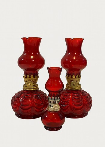 Kırmızı Vintage Gaz Lambaları Seti