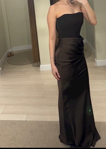 Drapeli Straplez Uzun Abiye Elbise - Görsel 2