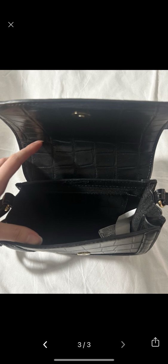 Siyah Yılan Desenli Deri Kadın Çanta ZARA - Görsel 3