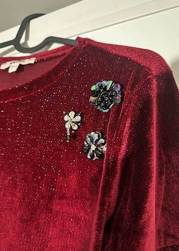 koton kadife parlak kumas elbise - Görsel 2