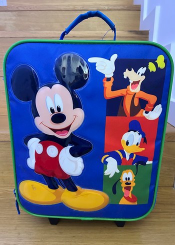 Çocuk Mickey Mouse tekerlekli bavul