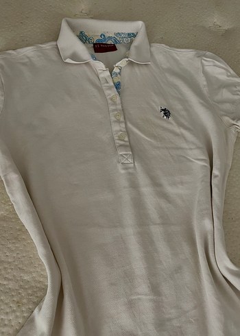 U.S Polo Assn. U.S. Polo Assn. Beyaz Desenli Polo Tişört