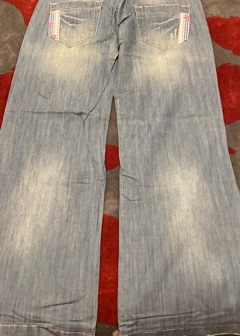 26 Beden gri Renk Gri Kadın Bol Kesim Denim Pantolon