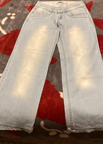 Gri Bol Kesim Midi Denim Kadın Jean