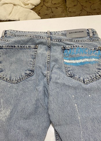 Mavi Baskılı Bol Kesim  erkek Kot Pantolon - Görsel 5