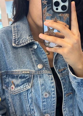 m Beden mavi Renk Düğmeli Midi Mavi Kadın Denim Ceket