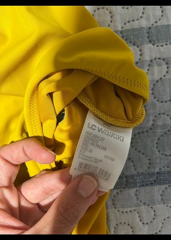 Sarı Drapeli Mini Kadın Mayo - Görsel 4