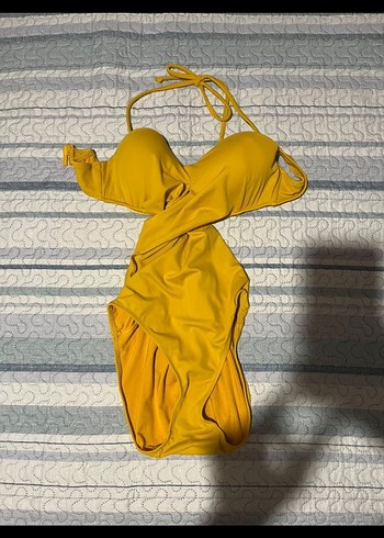 Sarı Drapeli Mini Kadın Mayo - Görsel 6